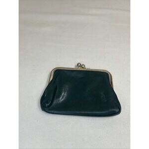 Vintage Lisa Loren Leather Hunter Green Change Purse Nappa Cowhide